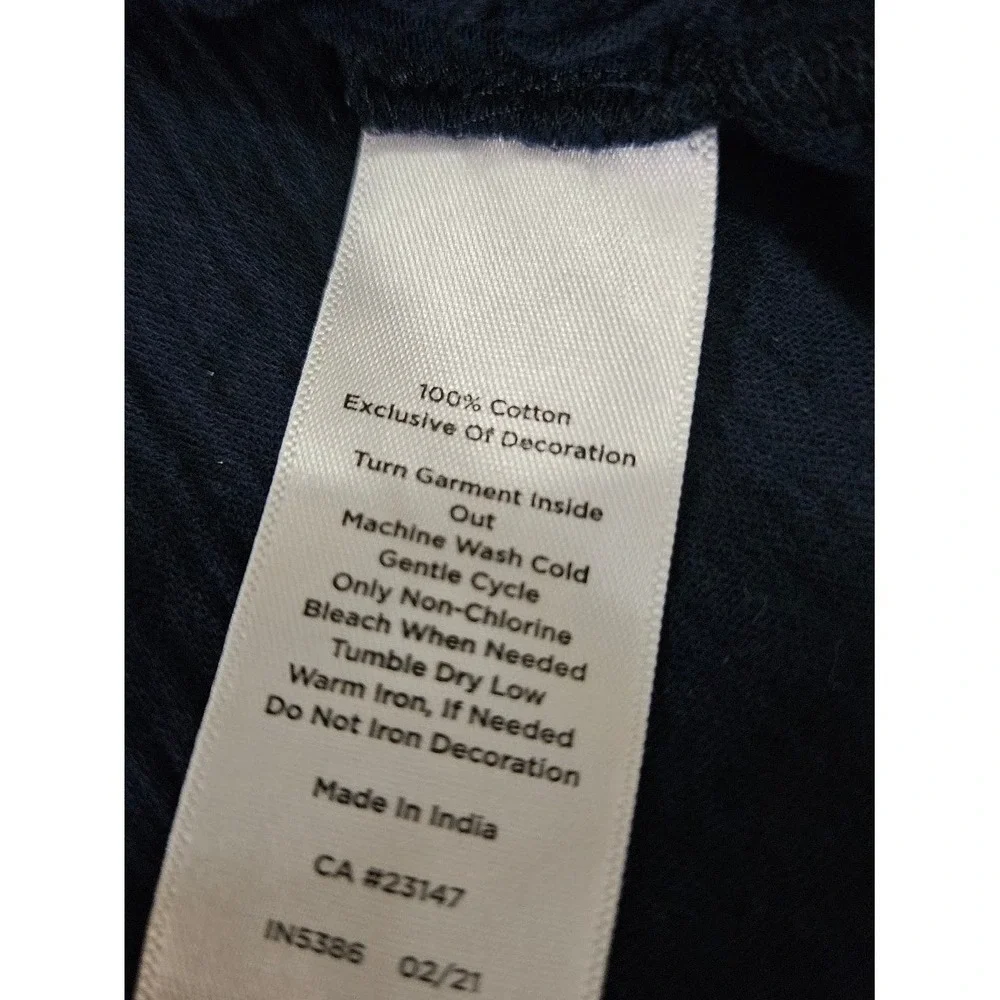 Talbots Blouse Plus Womens 2X Navy Blue Embroidered Cotton Gauze 3/4 Sleeve Boho